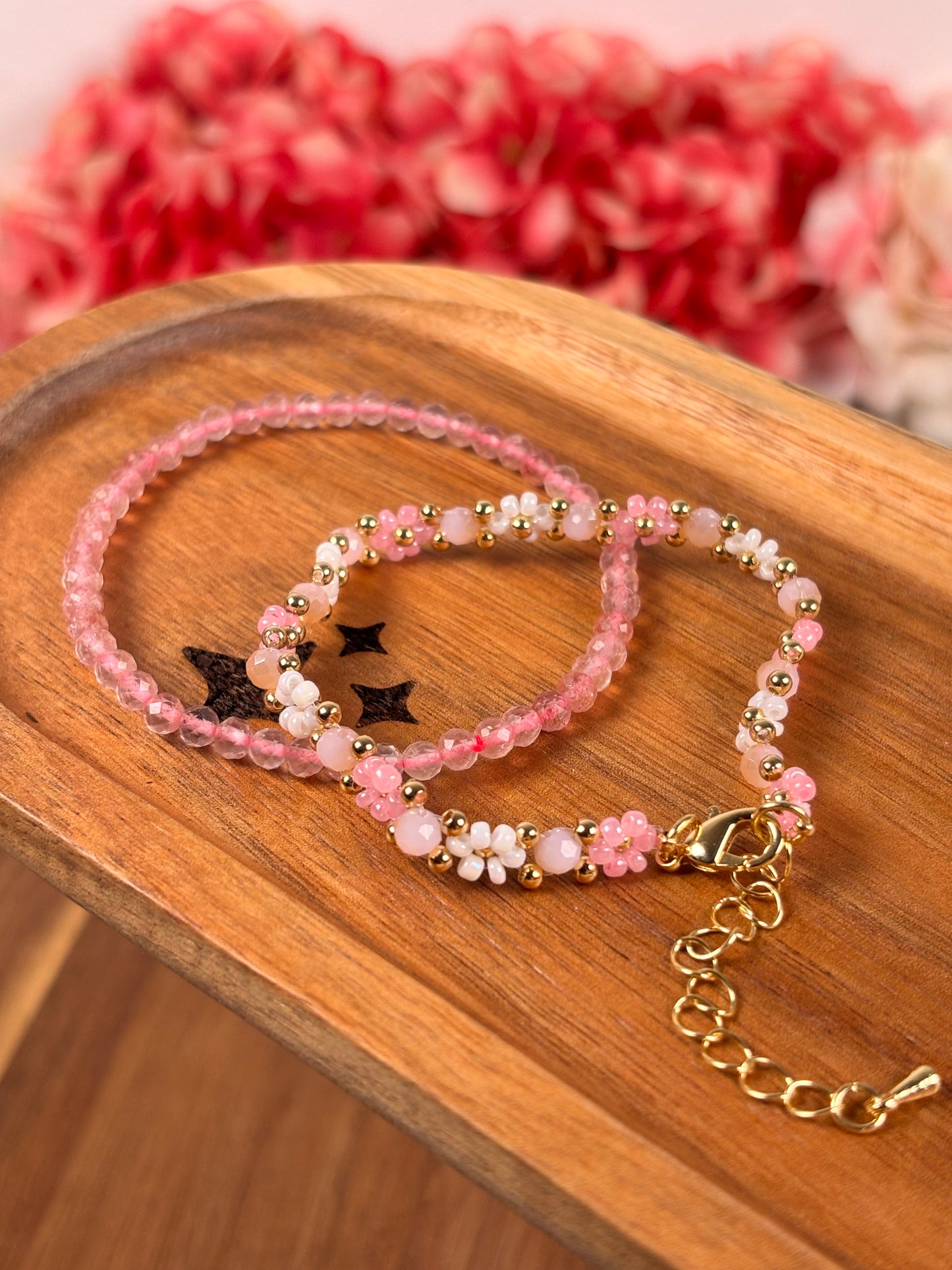 Flower Power & Erdbeerquarz Set