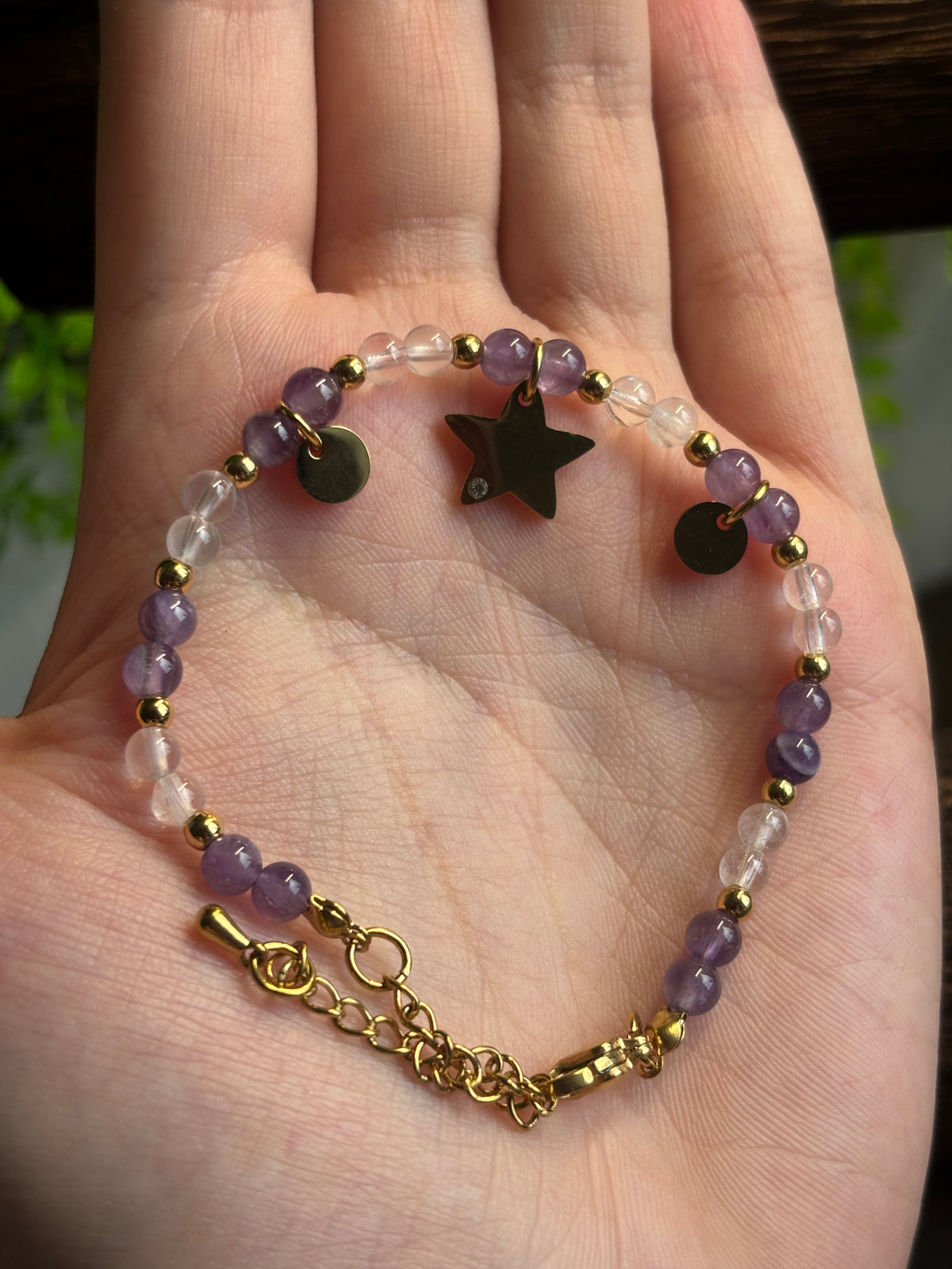Amethyst Quarz Sternchen Armband