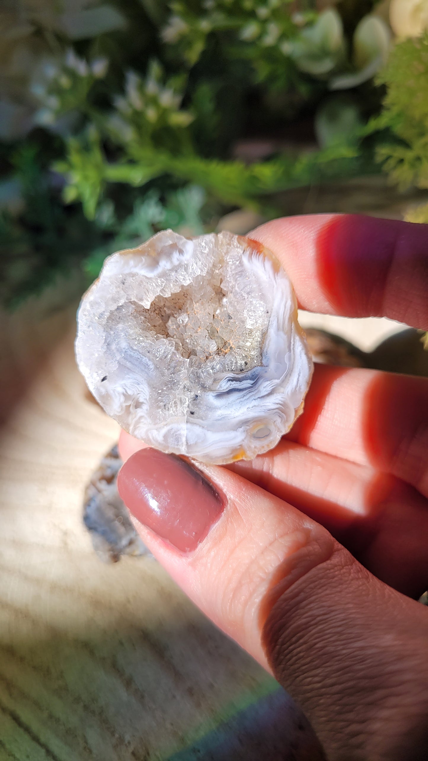 Kleine Creme druzy Geode