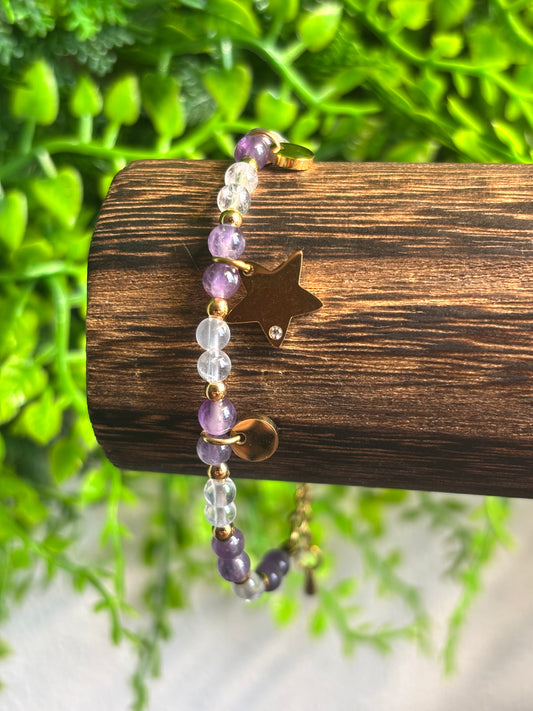 Amethyst Quarz Sternchen Armband